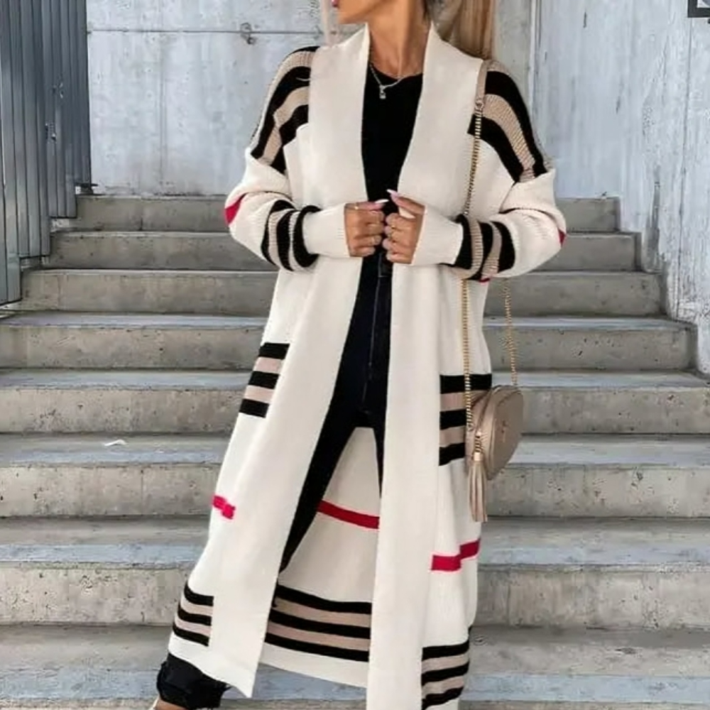 Gestreepte patchwork Lange trui Jas voor vrouwen