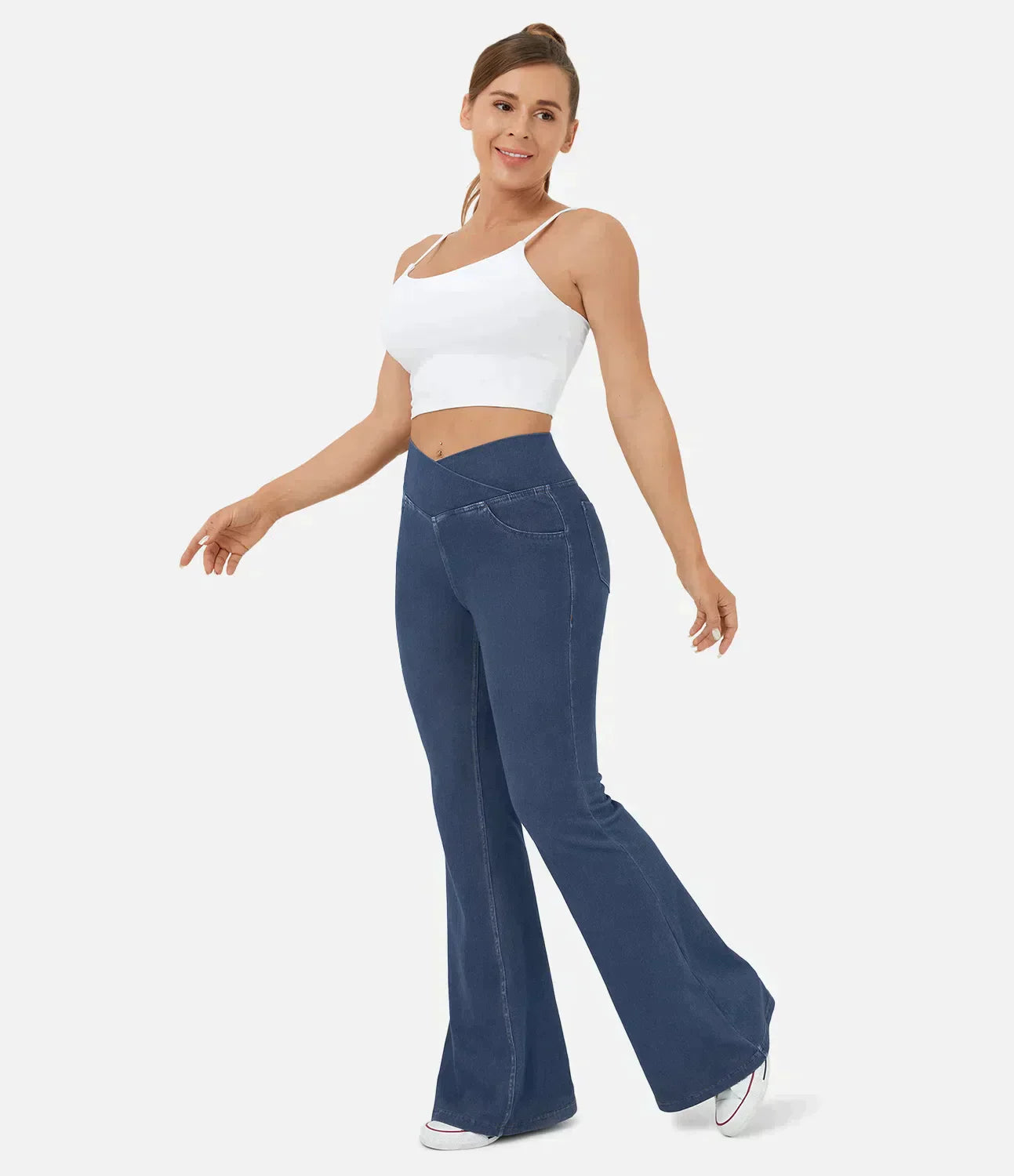 STRETCH FLARED JEANS MET HOGE TAILLE