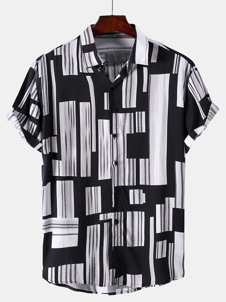 Kleurblok Print Button Up Shirt