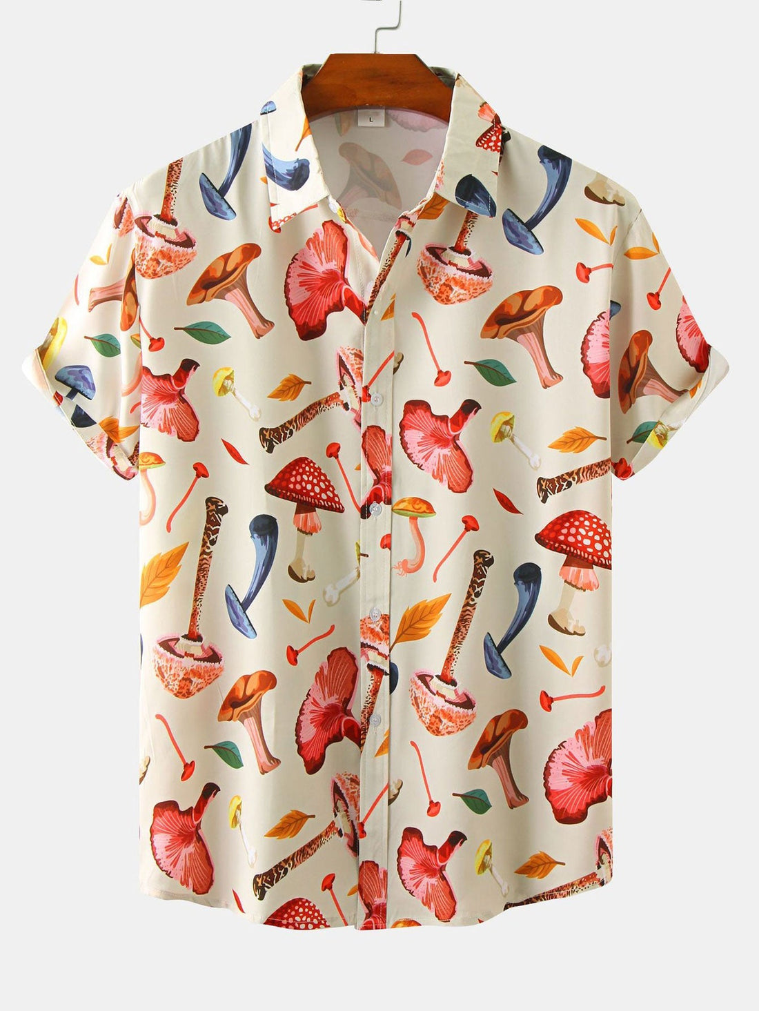 Shirt met paddestoelbladeren print