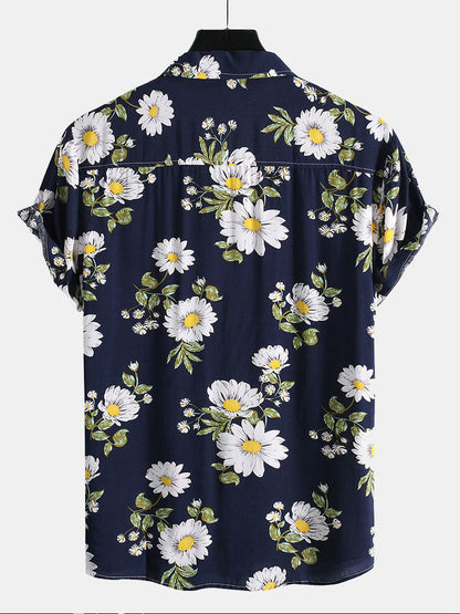 Zonnebloemprint Revere Shirt