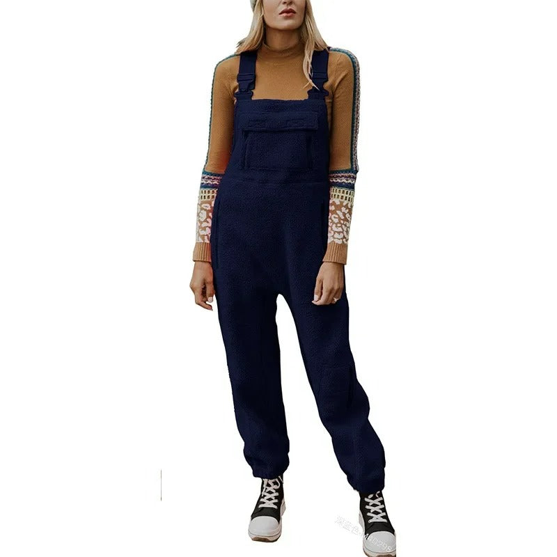 Vintage overall fleece met grote zakken voor dames