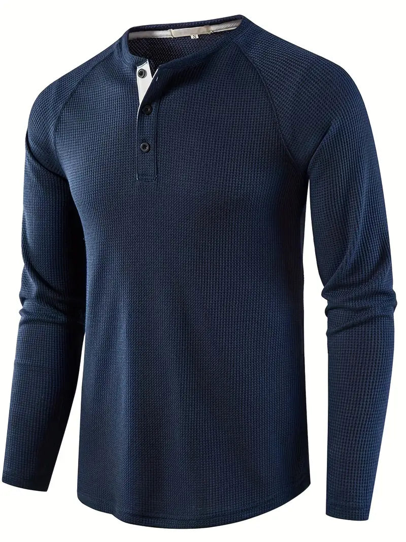 Elegant enkelkleurig poloshirt met lange mouwen voor heren