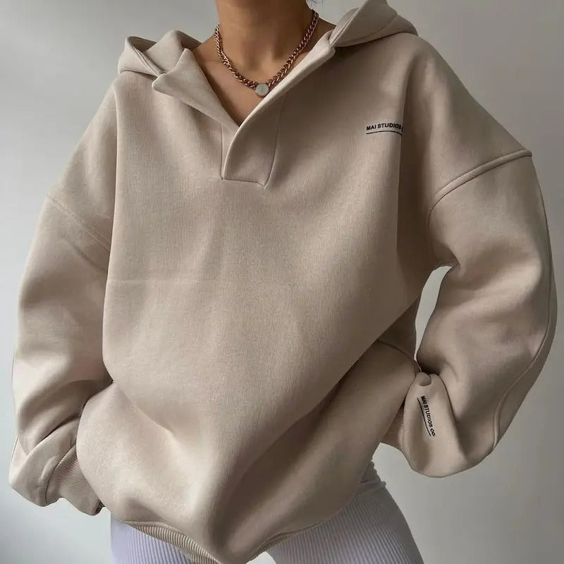 Stijlvolle oversized V-hals hoodie voor dames