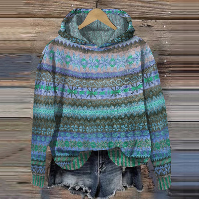 Gestreepte hoodie met lange mouwen en print voor dames
