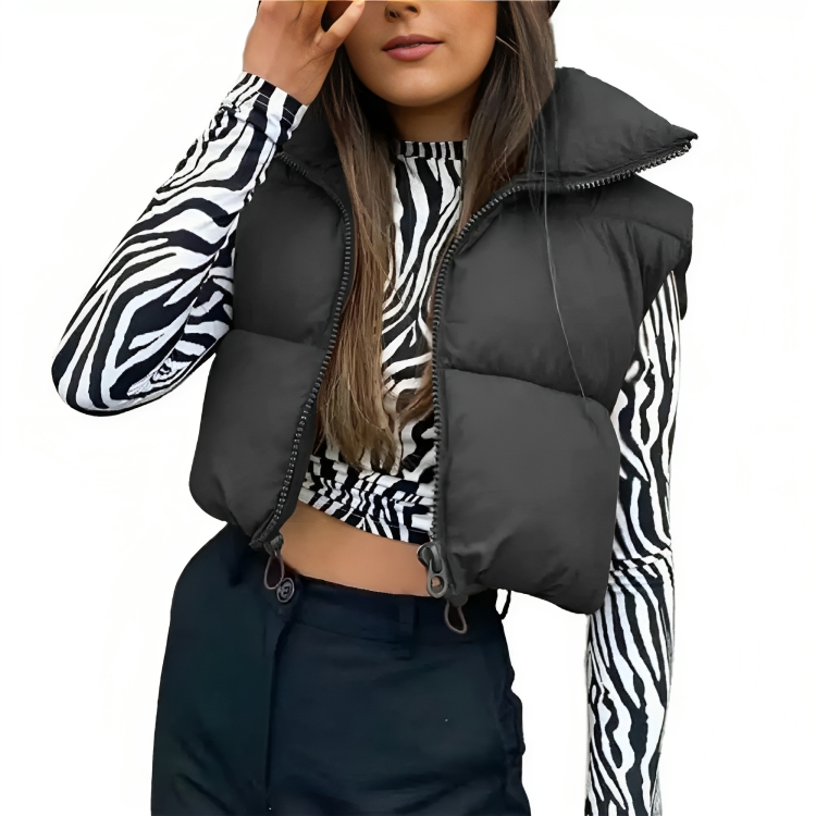 Kort en dik gewatteerd vest voor vrouwen