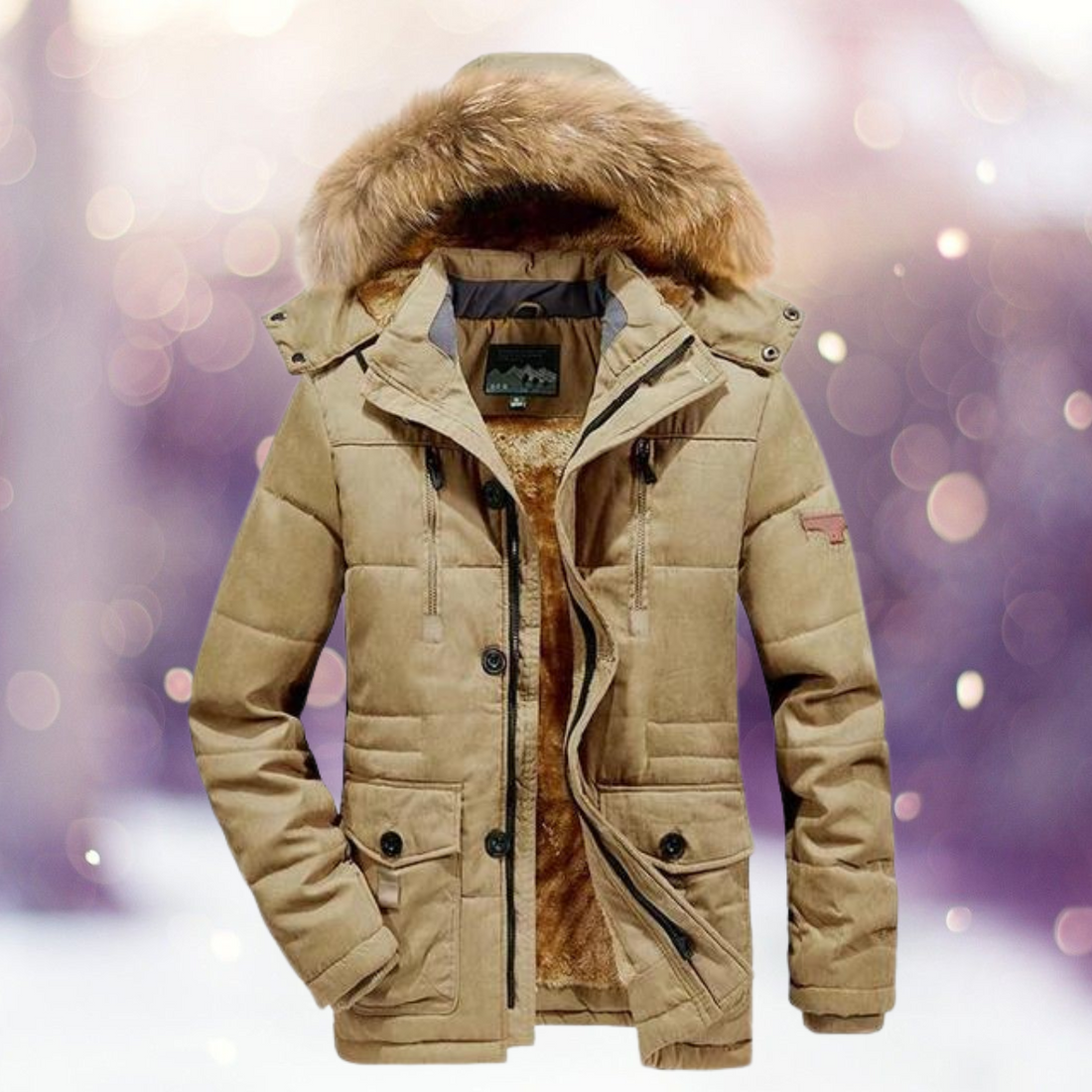 Menno - Casual katoenen afneembare muts outdoor bont Trench gewatteerde jassen