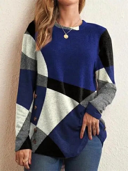 Clara - Relaxte tuniek met lange mouwen en geometrische knoopsluiting