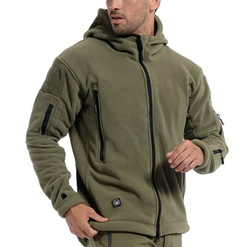 Warme militaire fleece hoodie voor mannen