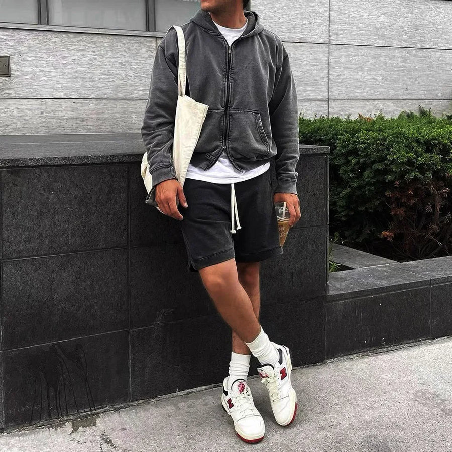 GEWASSEN HOODIE MET RITS