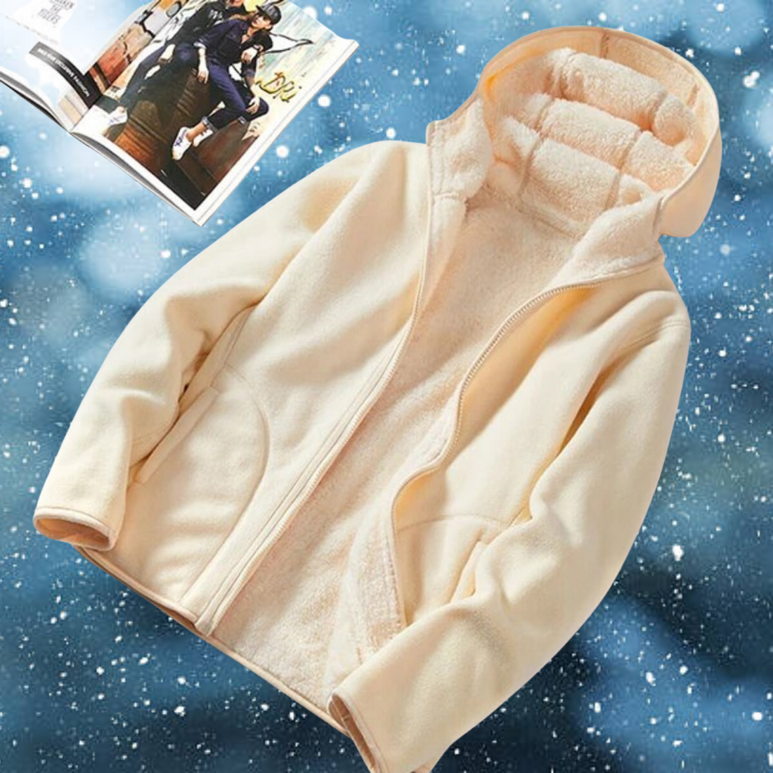 Mitzi - Casual en omkeerbare hoodie van koraalkleurige fleece