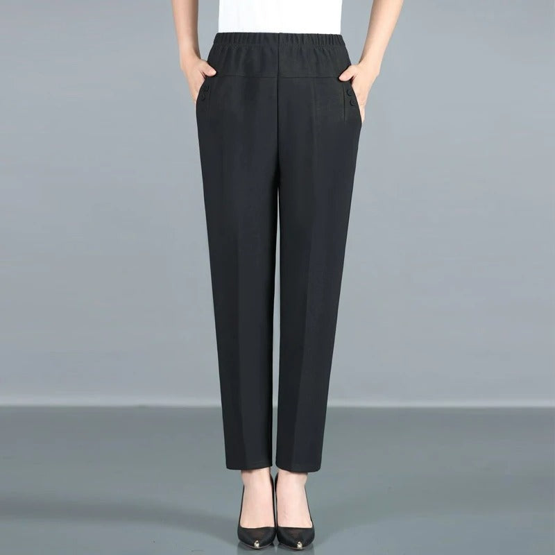 Elegante elastische broek met hoge taille voor dames