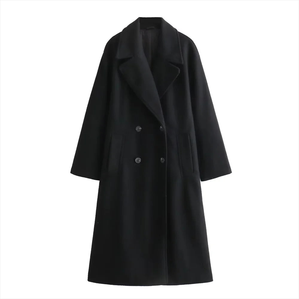 Vintage wollige warme trenchcoat voor dames