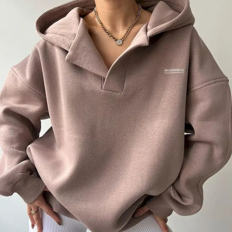 Stijlvolle oversized V-hals hoodie voor dames