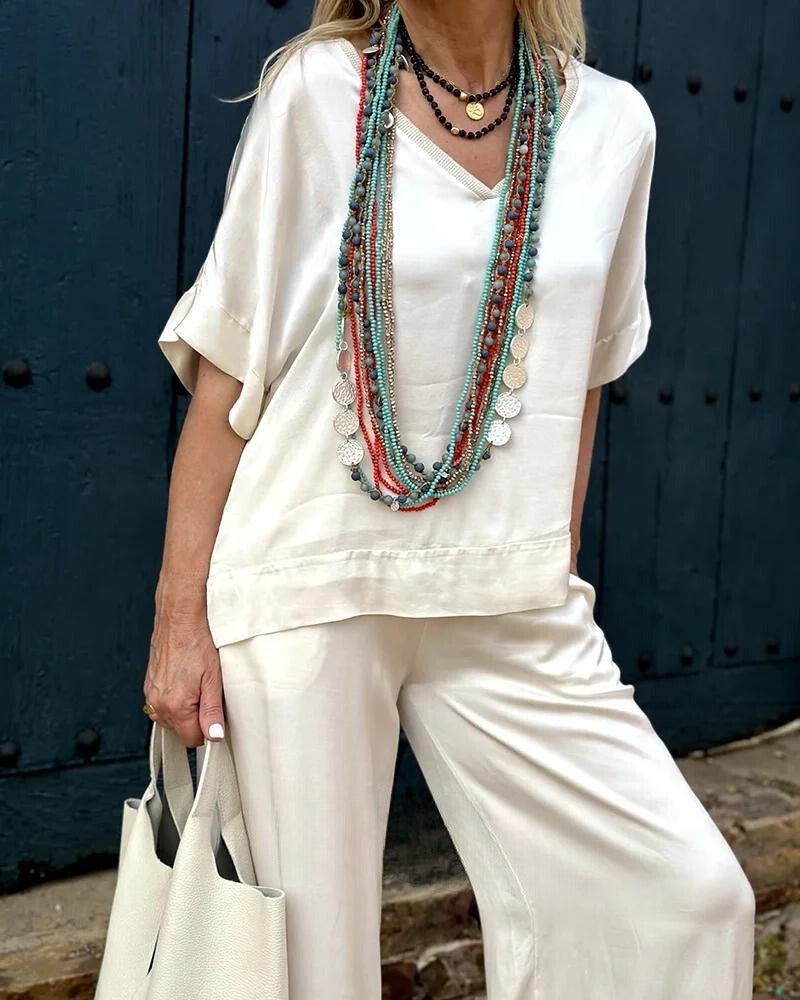 Elegante set met blouse en broek