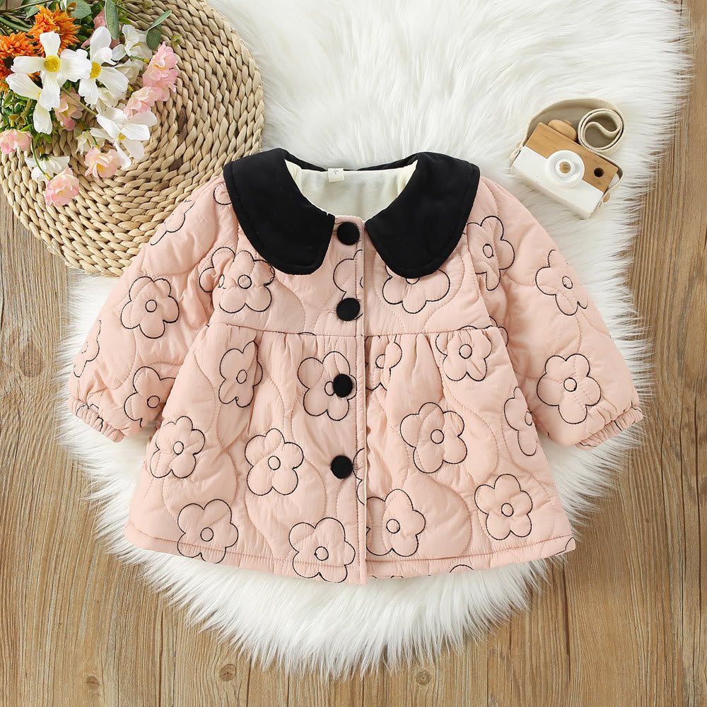 Gebloemde gewatteerde jas voor baby&