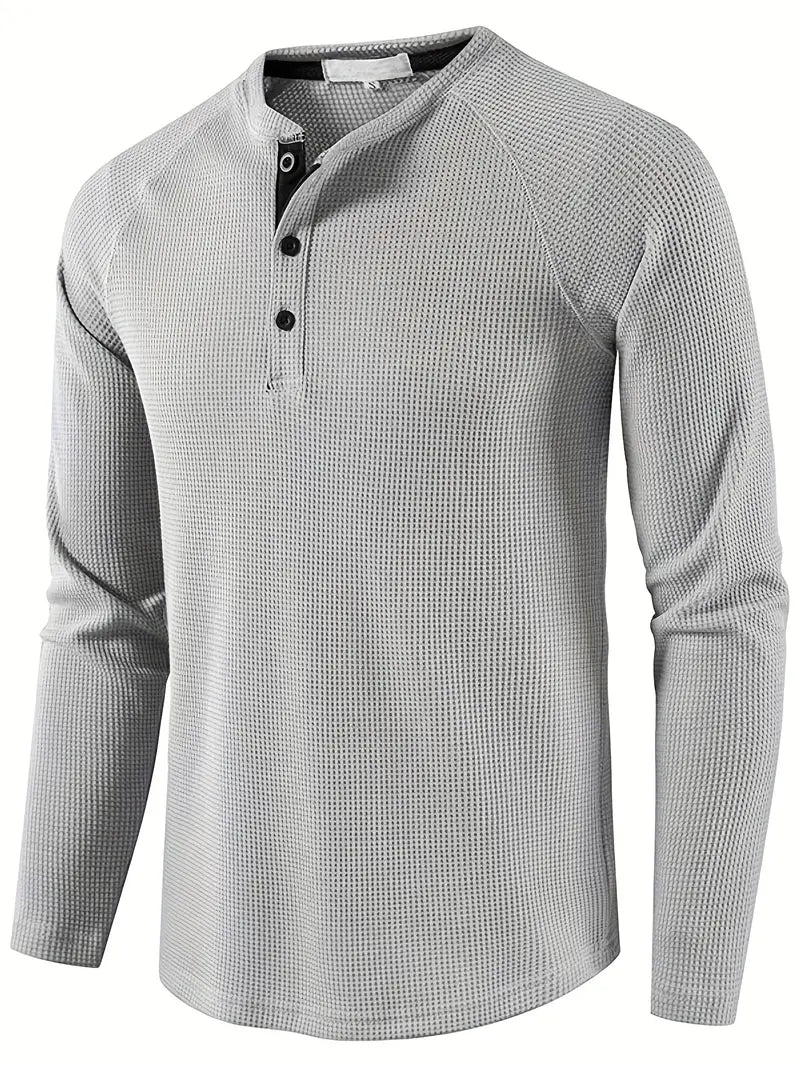 Elegant enkelkleurig poloshirt met lange mouwen voor heren