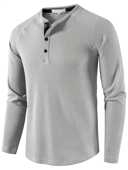 Elegant enkelkleurig poloshirt met lange mouwen voor heren