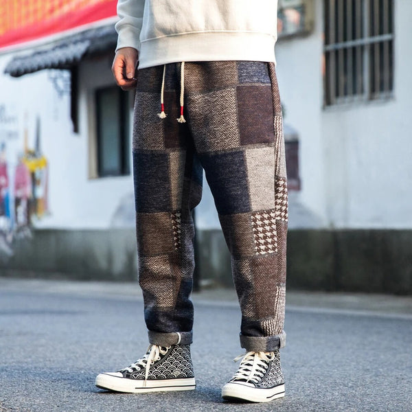 Katoenen joggers met patchwork paneel