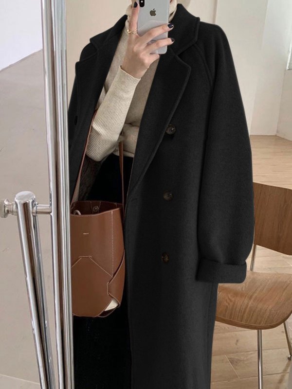 Klassieke lange jas met jaskraag - MADEA