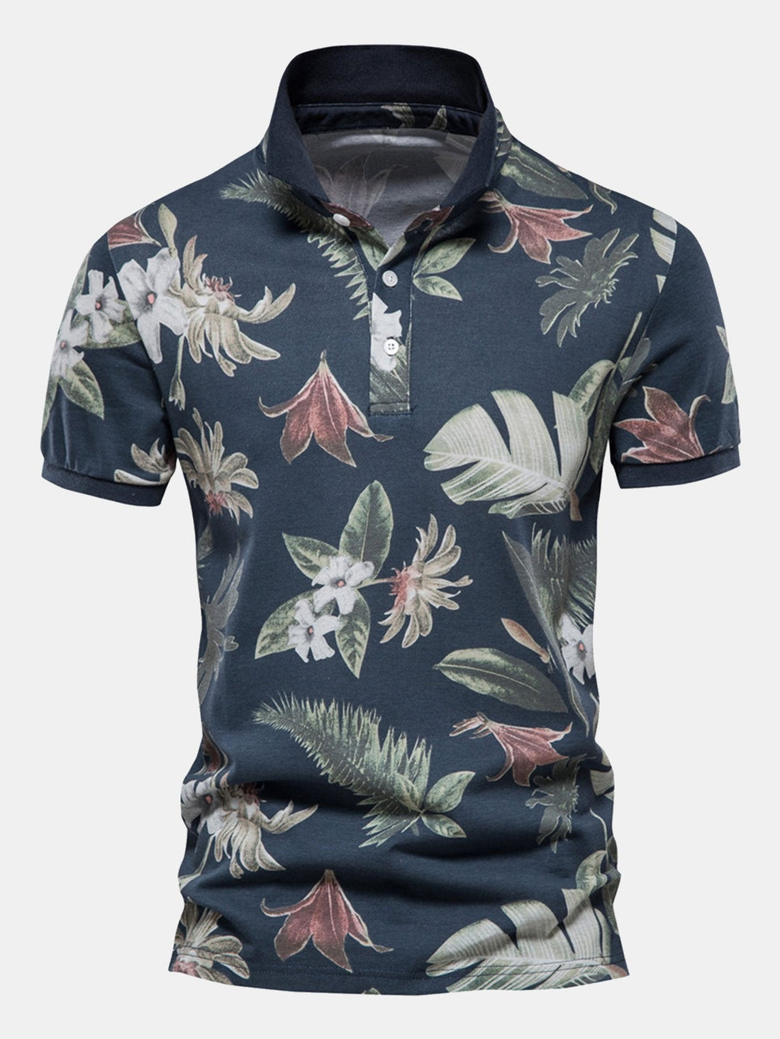 Poloshirt met tropische print