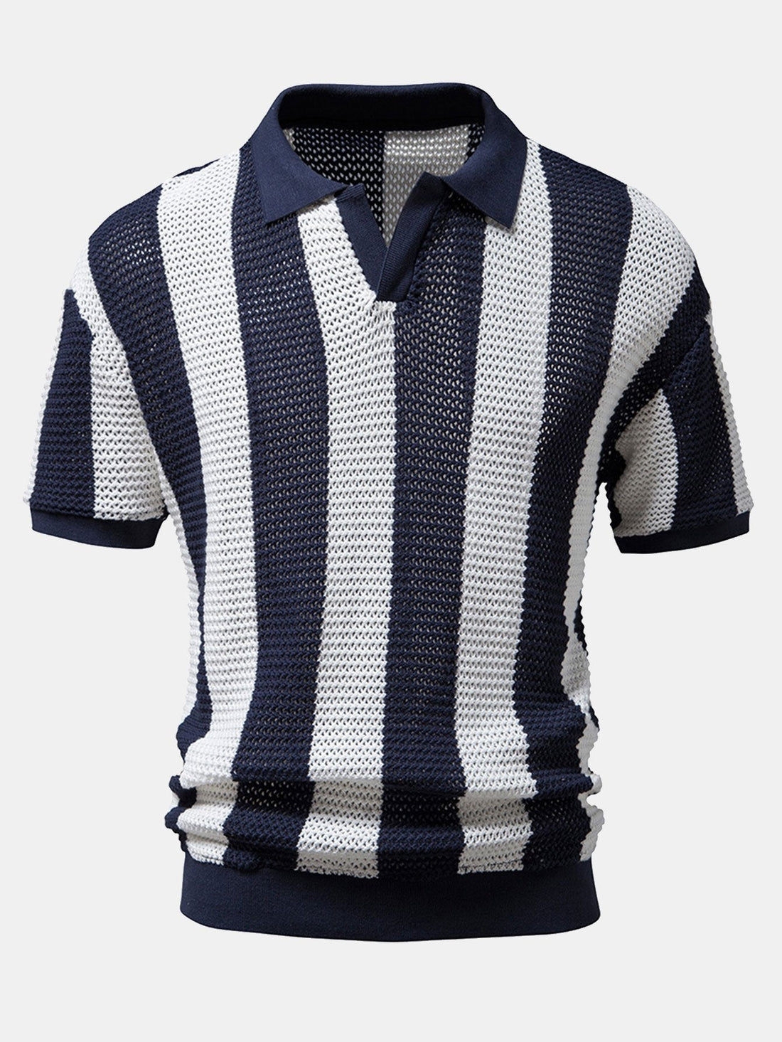 Gestreept poloshirt met V-hals