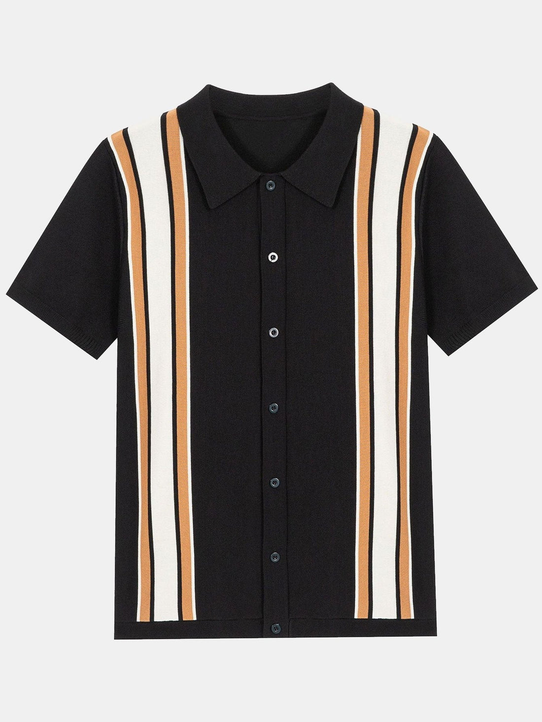 Korte mouw Multi Stripe Button Up Sweater Polo