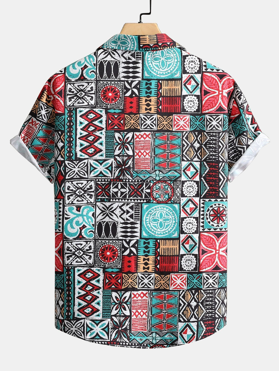 Tegel Patchwork Print Button Up Shirt