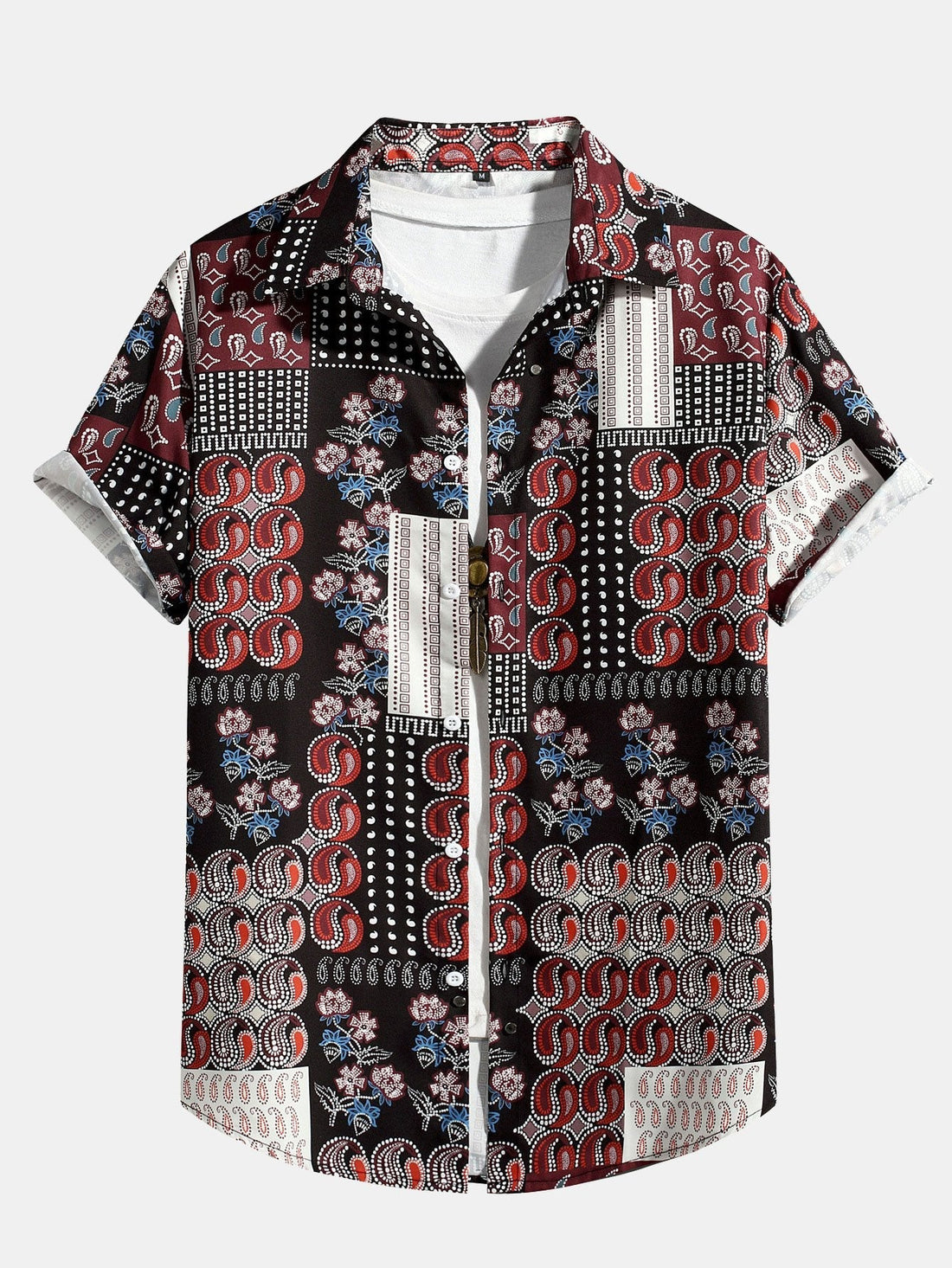 Paisley bloemen patchwork shirt