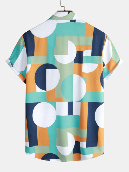 Knoopshirt met geometrische print