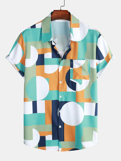 Knoopshirt met geometrische print